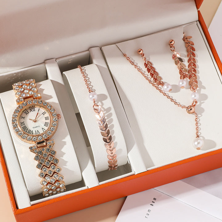 Rhinestone watch with matching jewellery set