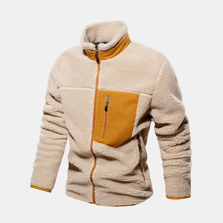 Hoooyi Zipper Faux Fur Jacket