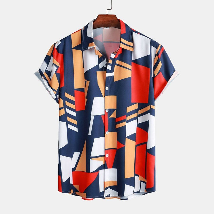 Geometry Print Button Up Shirt