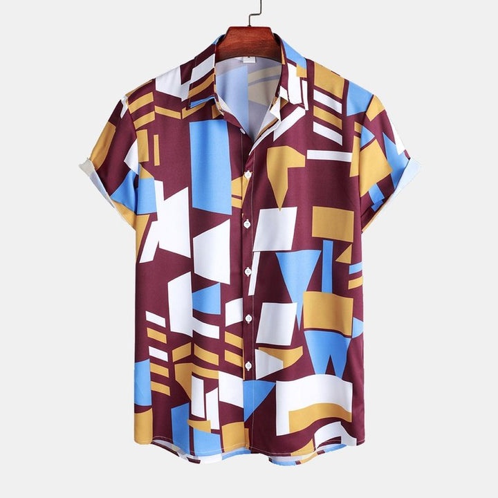 Geometry Print Button Up Shirt