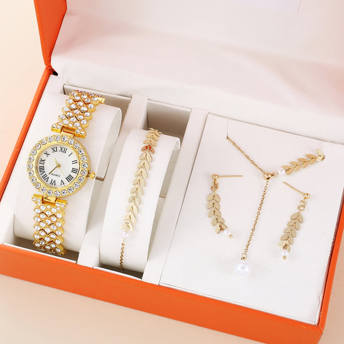 Rhinestone watch gift set with matching jewellery