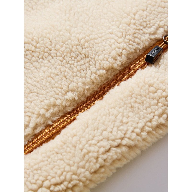 Hoooyi Zipper Faux Fur Jacket