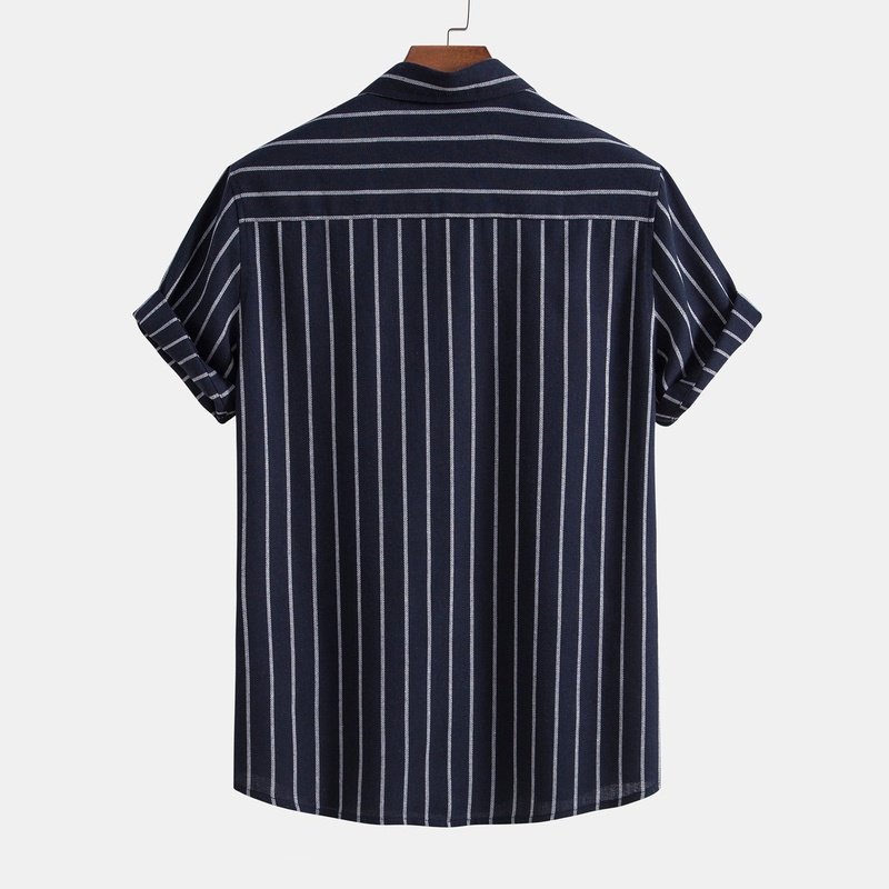 Cotton Blend Striped Button Up Shirt