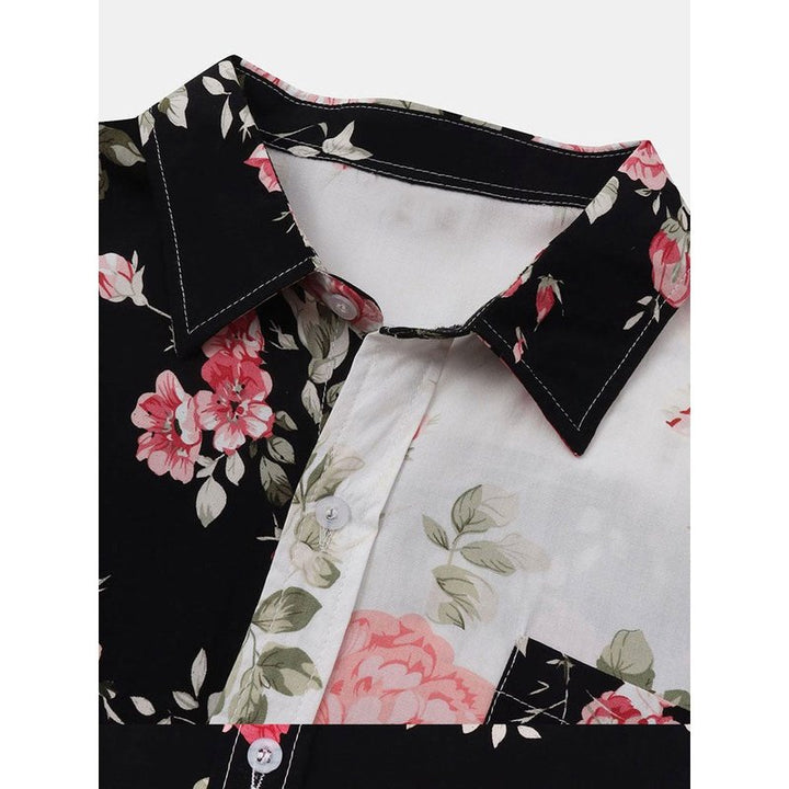 Two Tone Floral Print Shirt