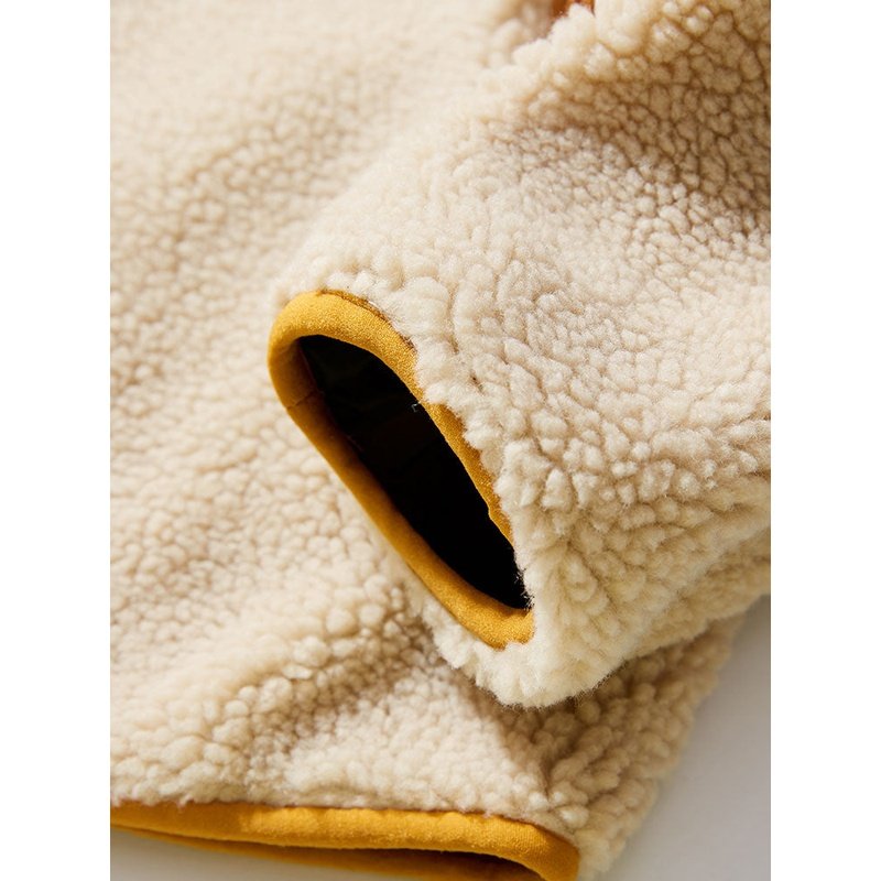 Hoooyi Zipper Faux Fur Jacket