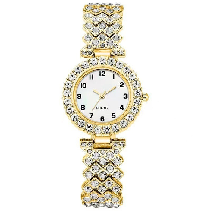Women's rhinestone quartz watch with alloy bracelet