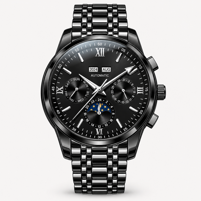 Men's Automatic Moon Phase Watch Stainless Steel Bracelet