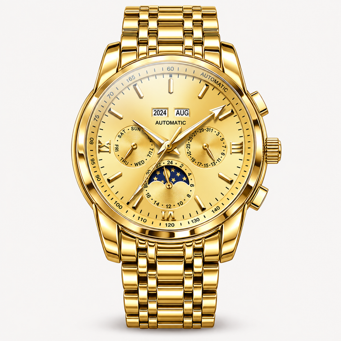 Men's Automatic Moon Phase Watch Stainless Steel Bracelet
