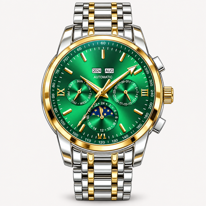 Men's Automatic Moon Phase Watch Stainless Steel Bracelet