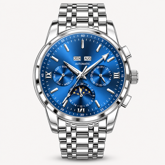 Men's Automatic Moon Phase Watch Stainless Steel Bracelet