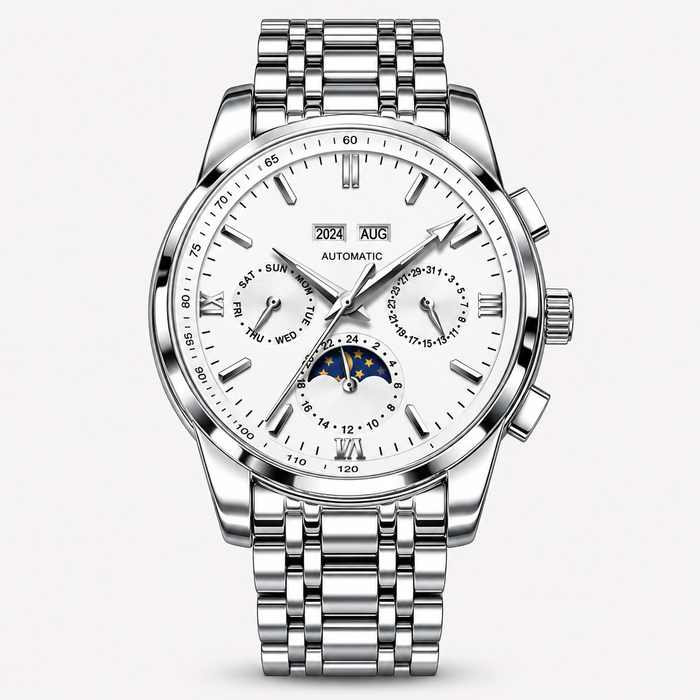 Men's Automatic Moon Phase Watch Stainless Steel Bracelet