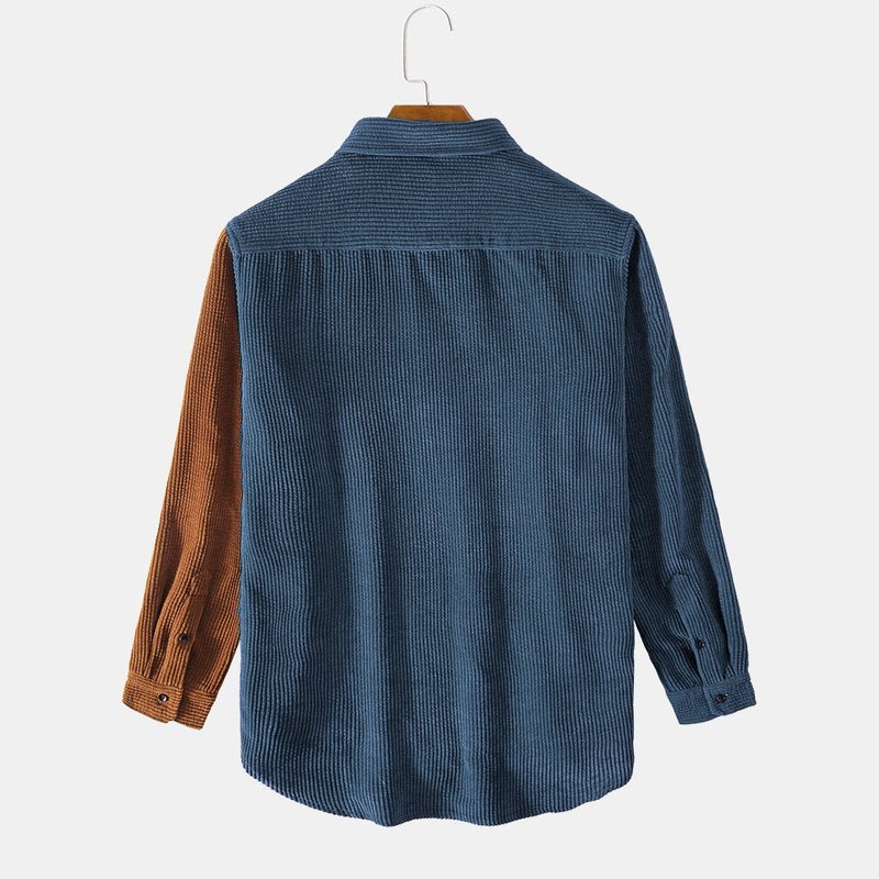 Corduroy Patchwork Long Sleeve Shirts