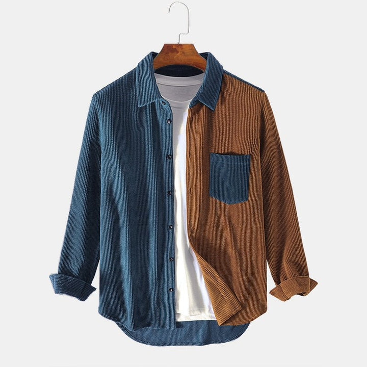 Corduroy Patchwork Long Sleeve Shirts