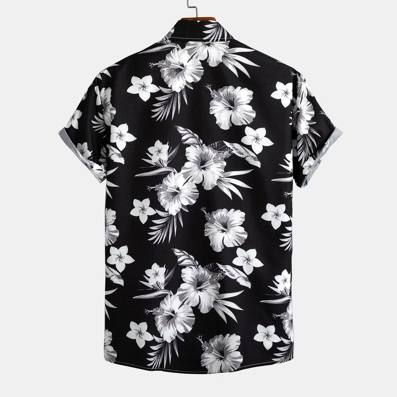 Tropical Floral Print Button Up Shirt