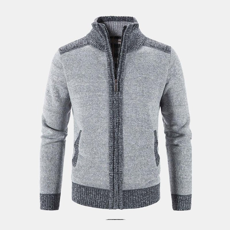 Contrast Zip Up Sweater