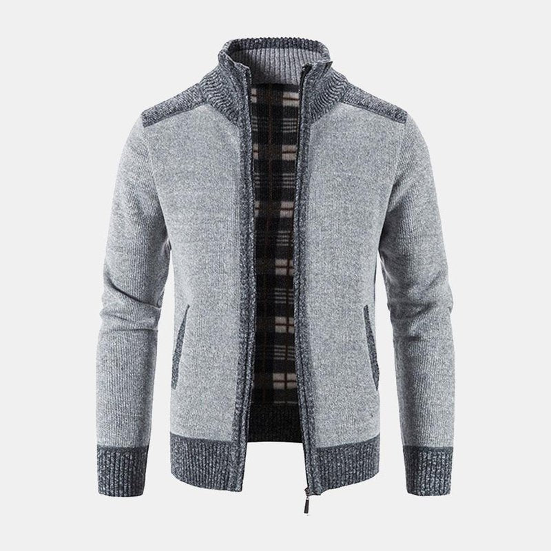 Contrast Zip Up Sweater