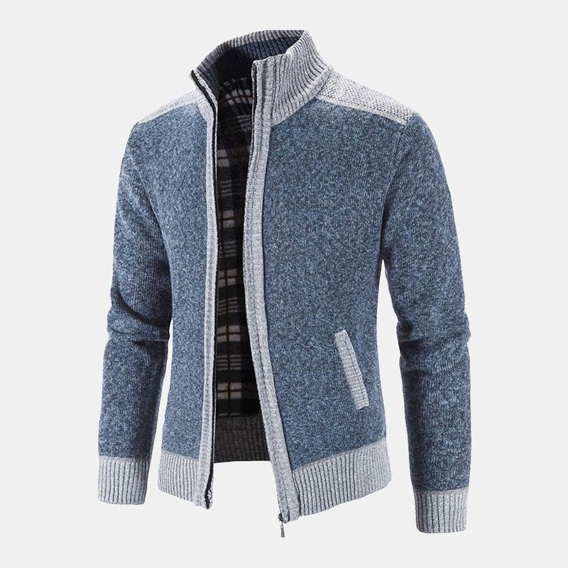Contrast Zip Up Sweater