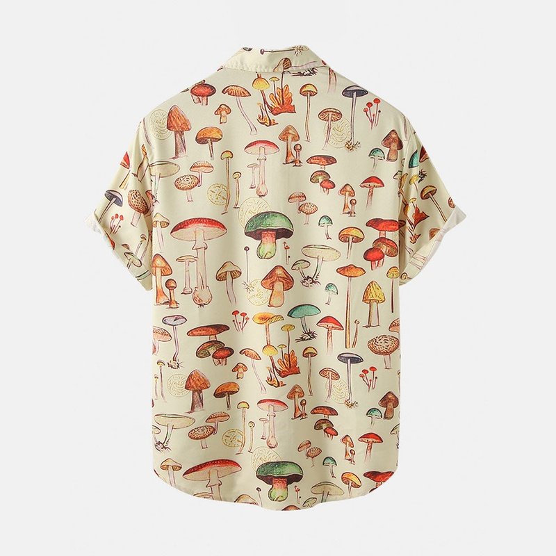 Mushroom Print Short Sleeve Shirts